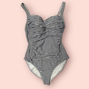 Bond Eye Australia Swimsuit Womens Sz 8 One Piece Slimming Nautical Blue Stripes